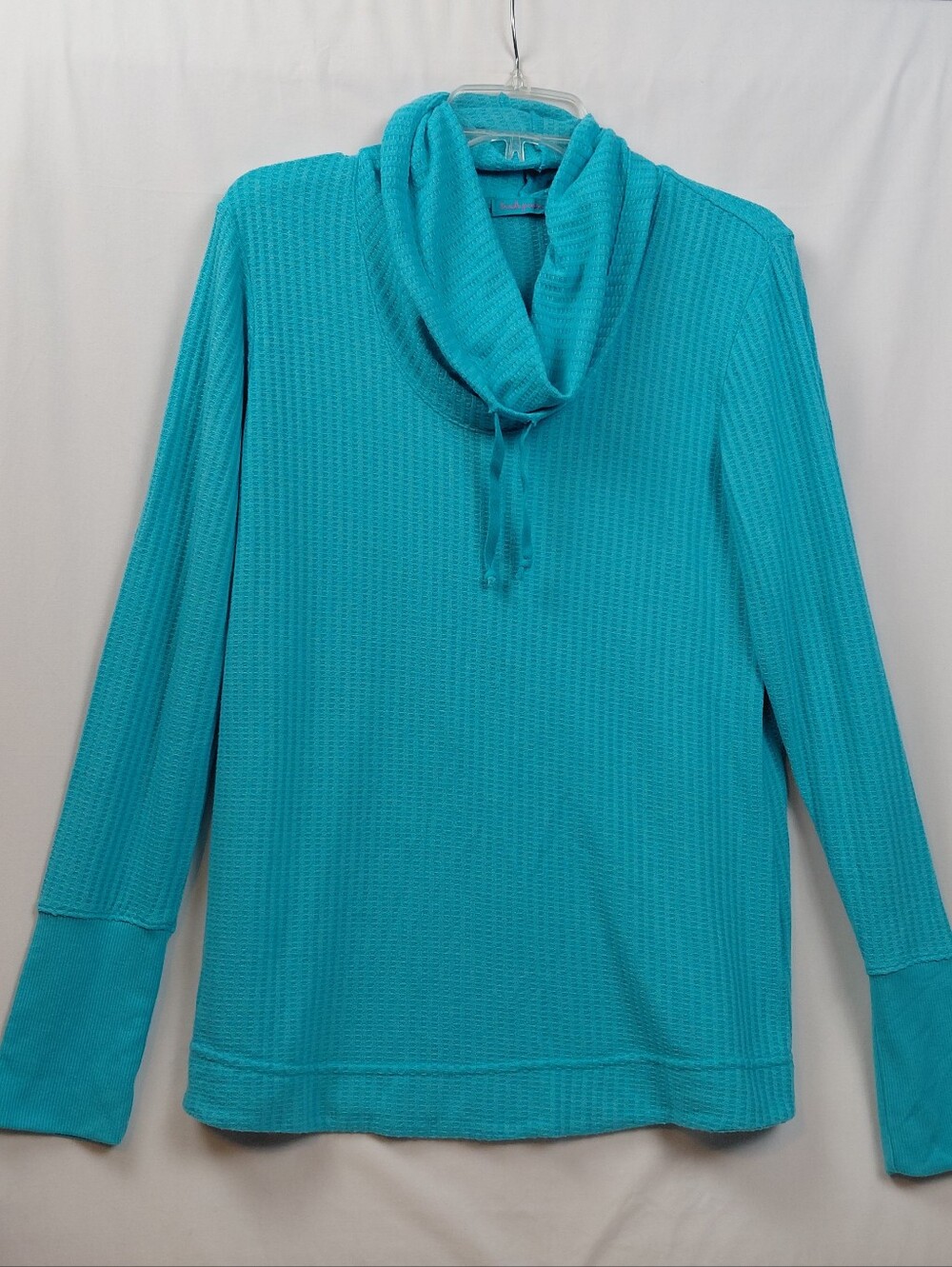 Fresh Produce Funnel Neck Lightweight Long Sleeve Top Women's Size Small Aqua